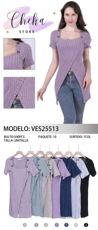 Blusa Larga de Punto Cheka-0-VES25513
