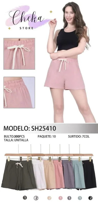 Shorts de algodón con lazo-0-SH25410