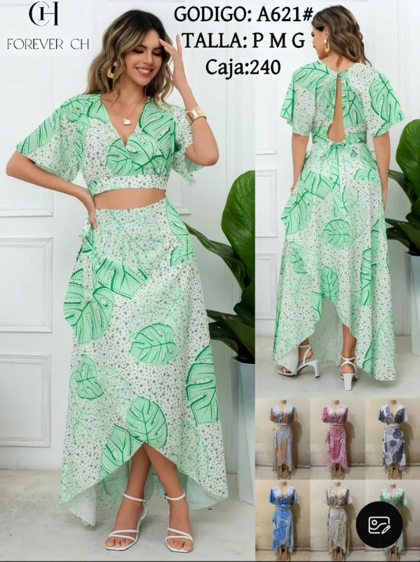 Vestido Estampado hojas-A621