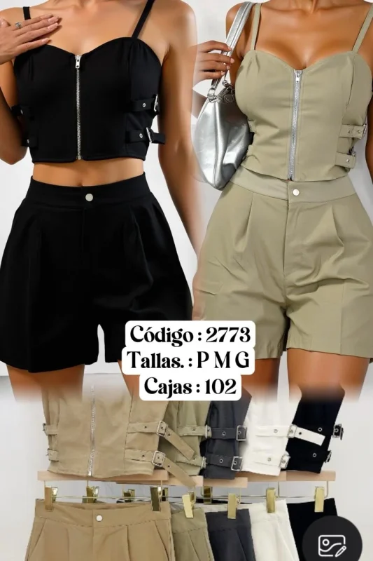 Conjunto Short y Blusa con cremallera-2773