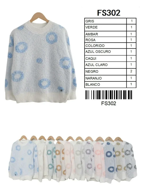 Suéter de punto con estampado de circulos-FS302