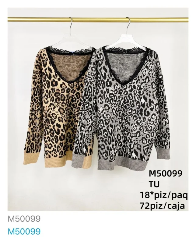 Suéter con estampado de leopardo-M50099