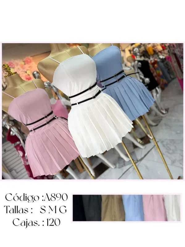 Vestido corto con cinturon-A890