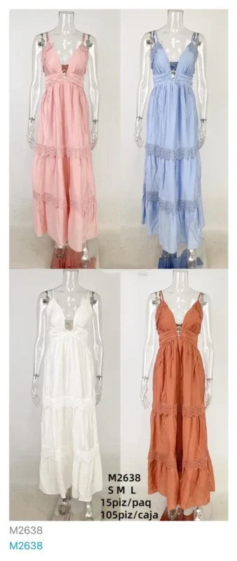 Vestido largo con encaje-M2638