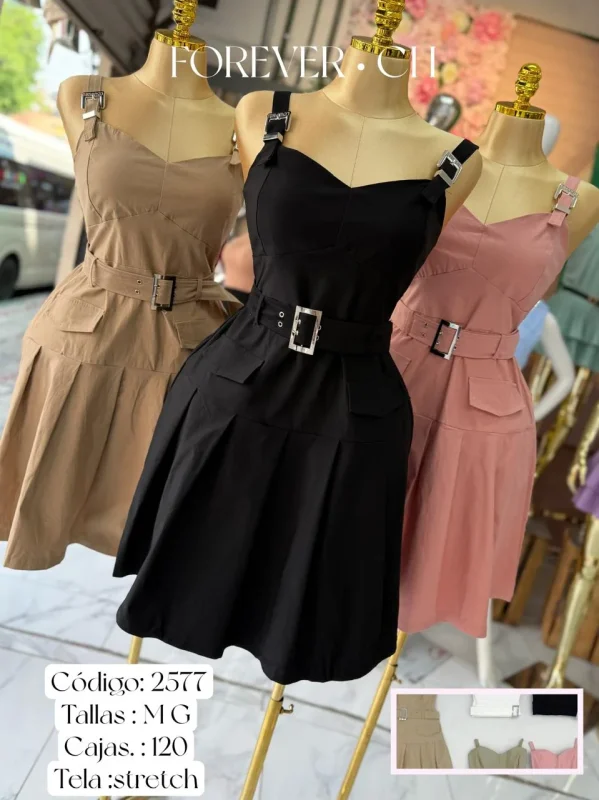 Vestido con cinturon ajustable-2577