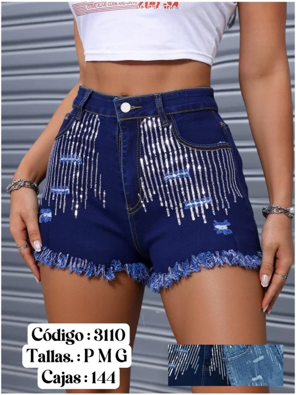 Shorts con detalles brillos-3110