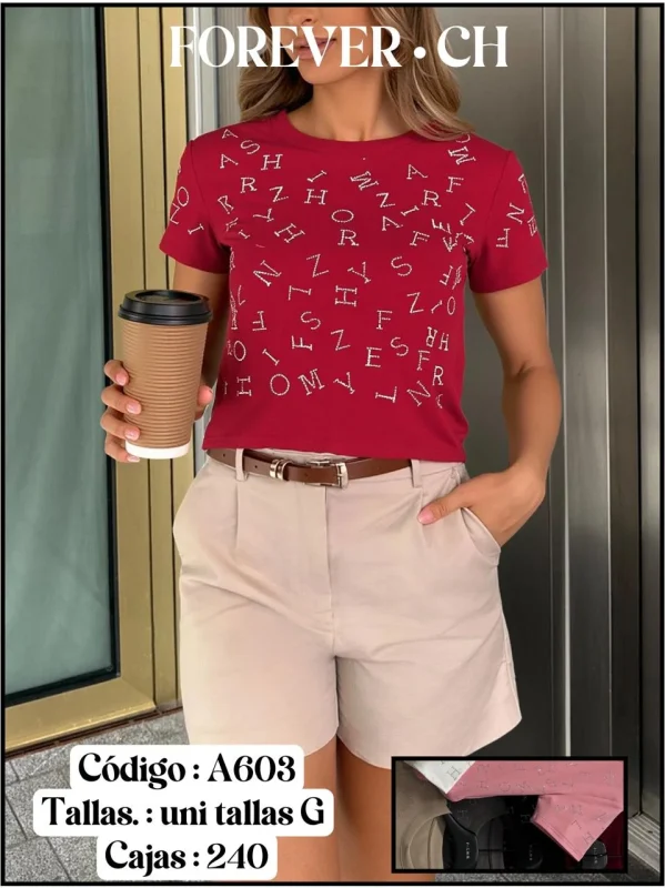 Playera con letras bordadas-A603
