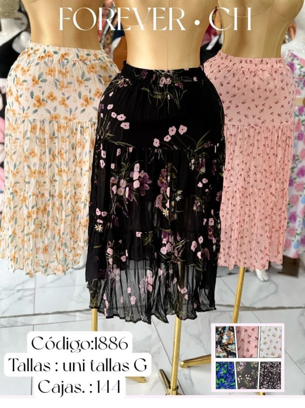 Falda larga floreada-1886