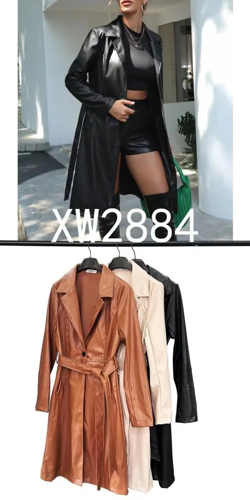 XW2884-Abrigo con cinturon