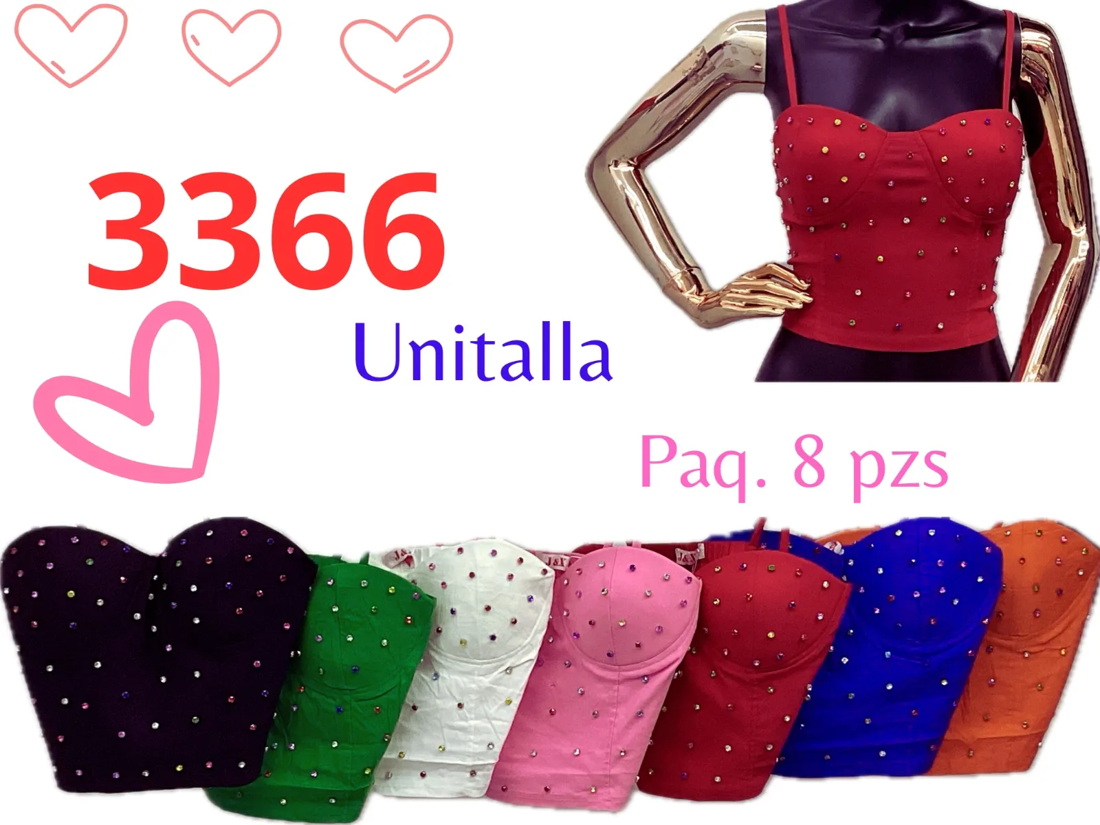 3366-Blusa crop top don brillos