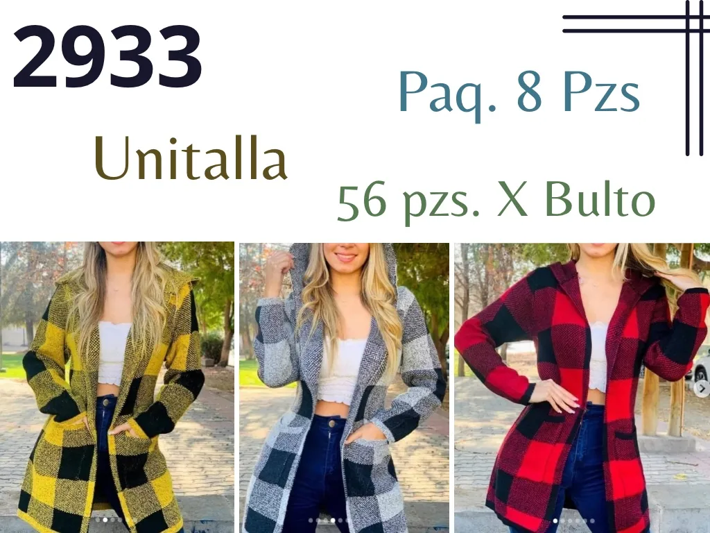 2933-Suéter Largo Con Cuadros