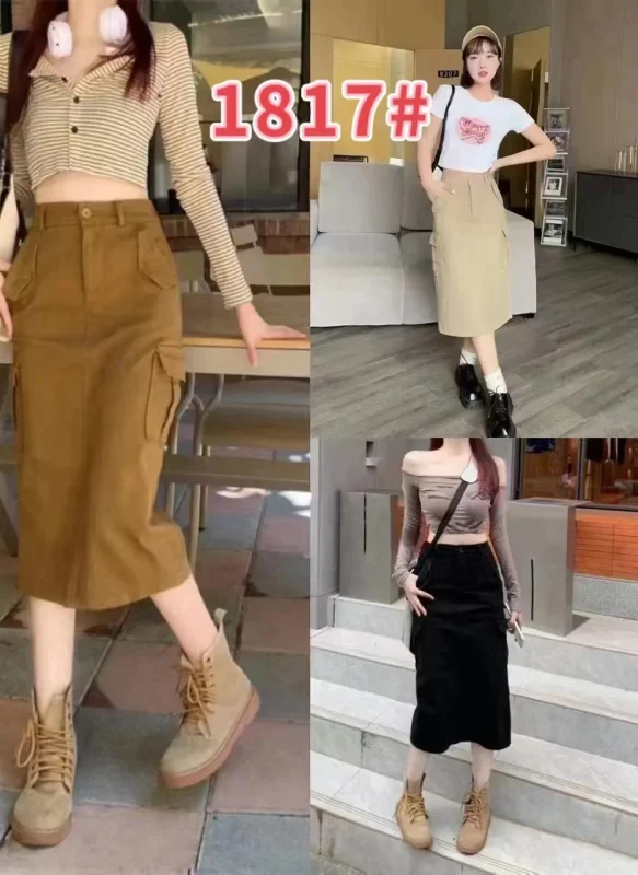 Falda Con Bolsas Casual-1-1817