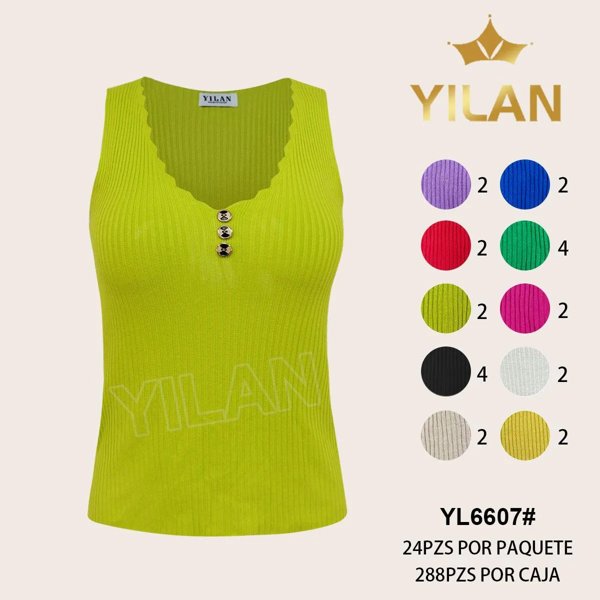 6607-Blusa sin mangas con botones