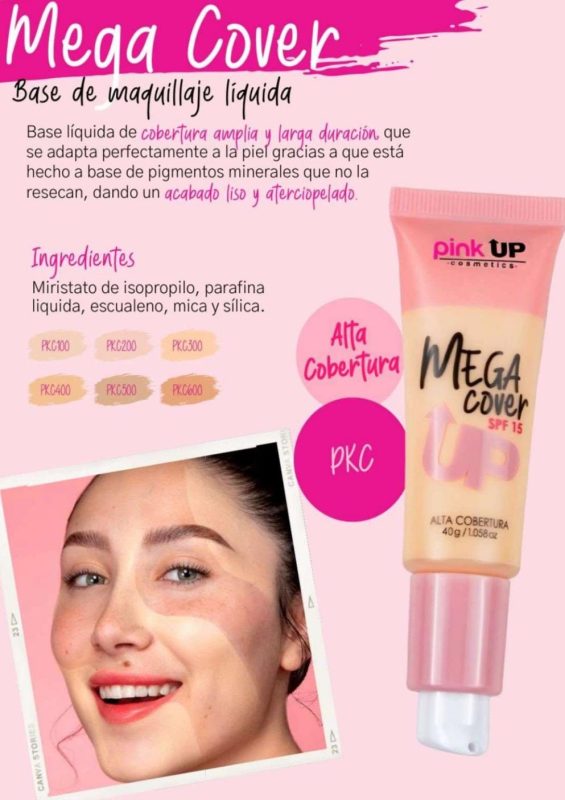 Base de maquillaje líquida Pink Up Mega Cover-PKC