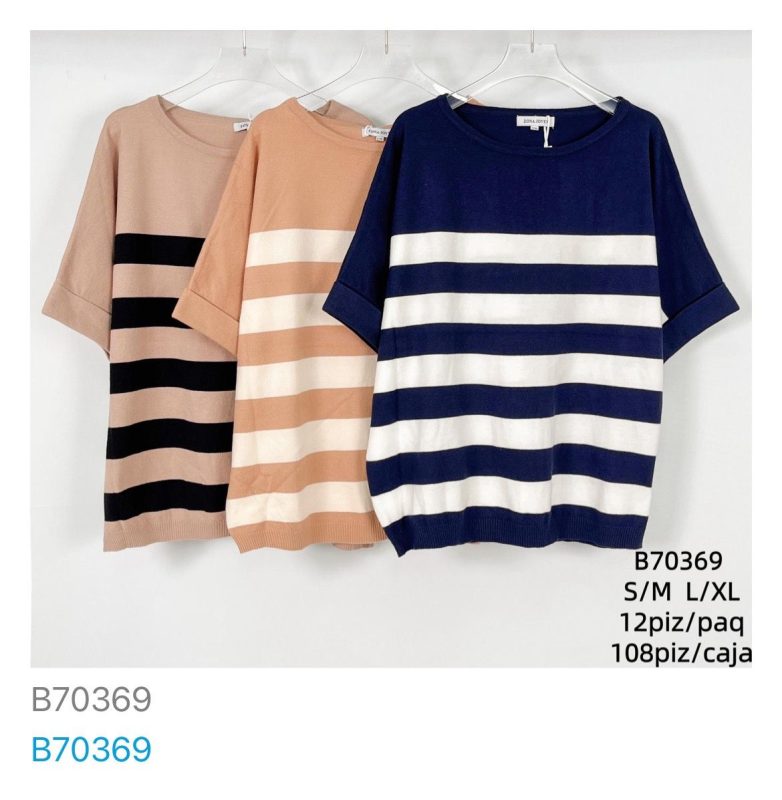 Blusa ancha punto a rayas-B70369