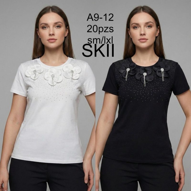 Blusa con Flores y Pedrería-A9-12