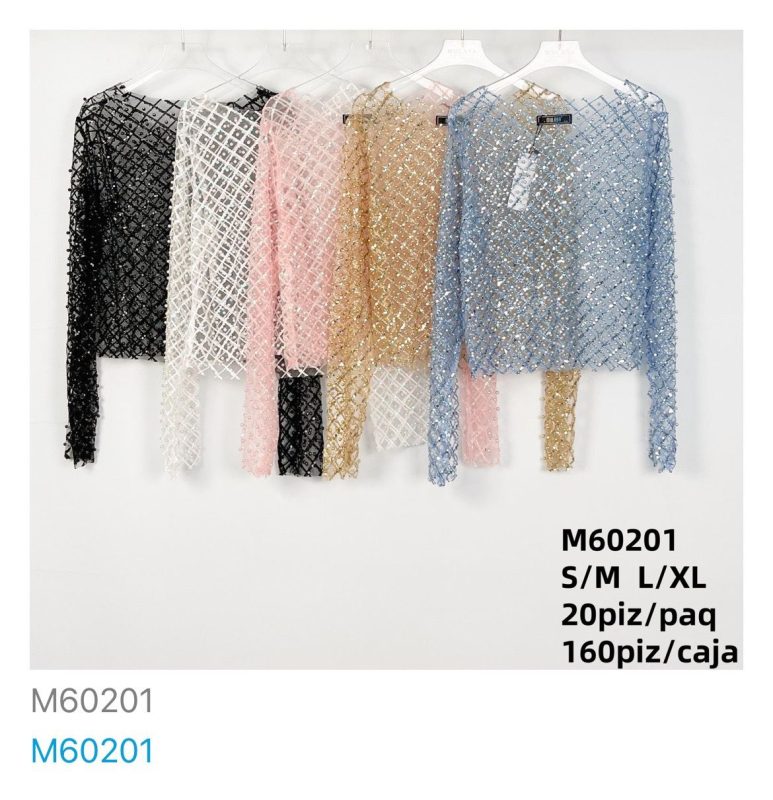 Blusa de malla con lentejuelas-M60201