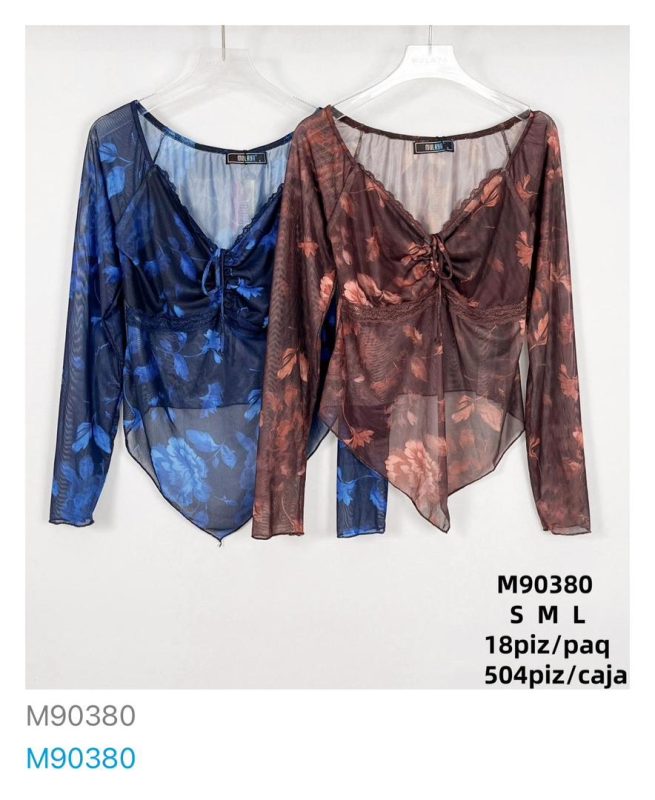 Blusa de manga larga con estampado floral-M90380