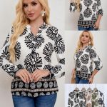Blusa con estampado floral-A1819 - 1