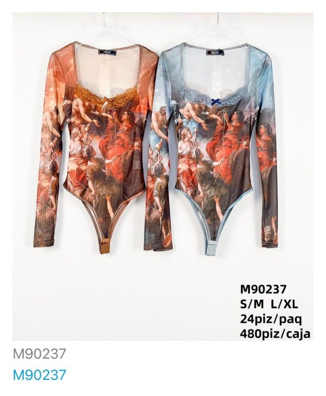 Body manga larga con diseño-M90237