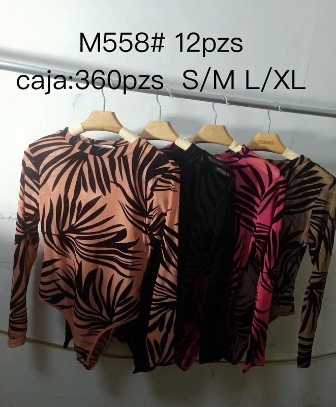 Mono manga larga estampado-M558#