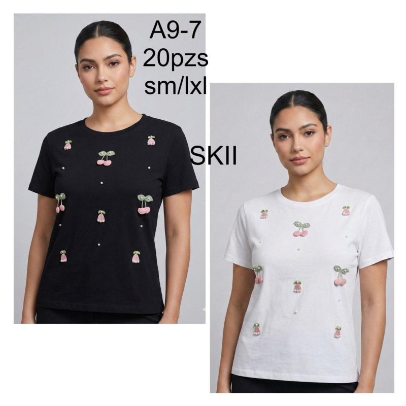 Camiseta con diseño de cerezas-A9-7