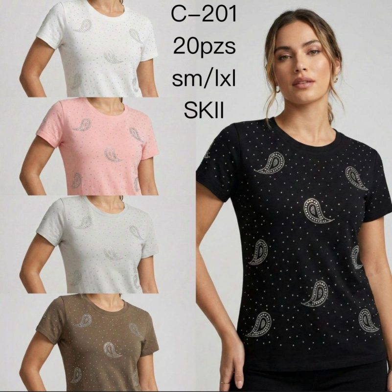 Camiseta con estampado de cachemira-C-201