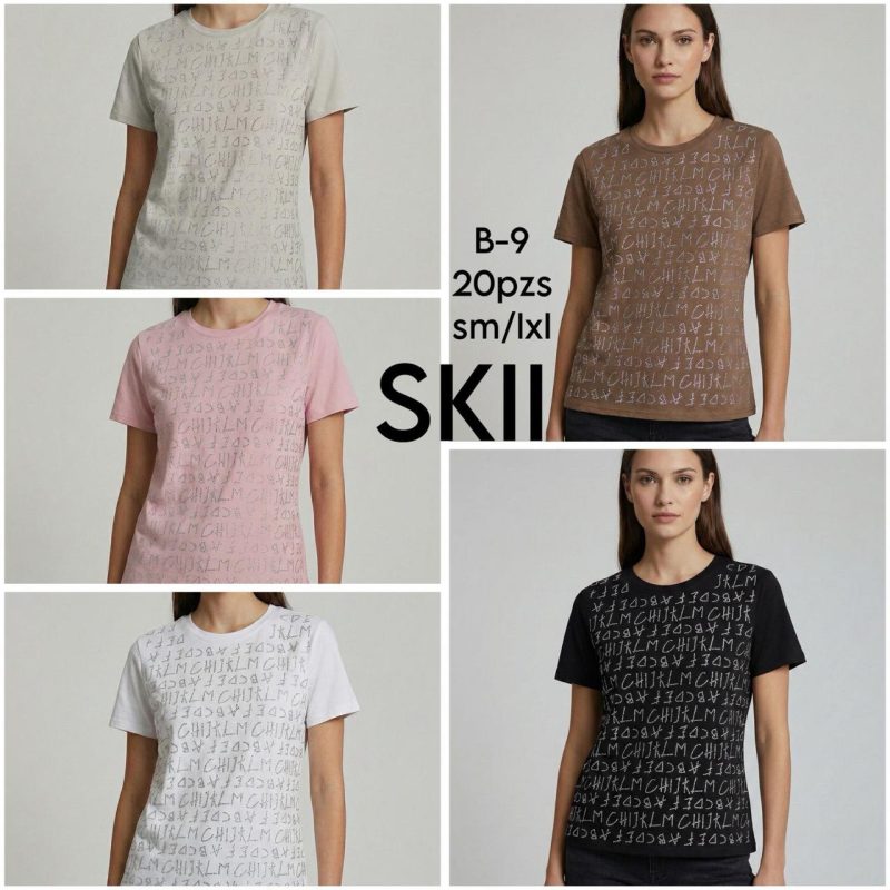 Camiseta con estampado de letras-B-9