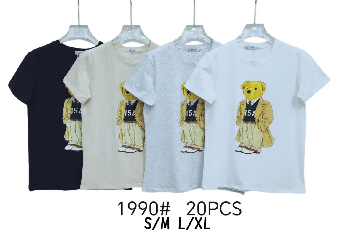 Camiseta con estampado de oso-1990