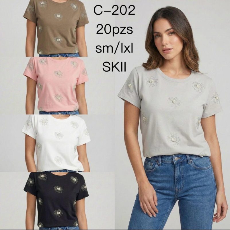 Camiseta con flores-C-202