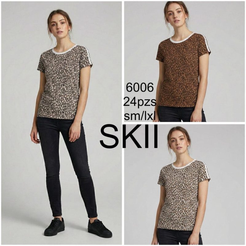 Camiseta de manga corta con estampado animal-6006