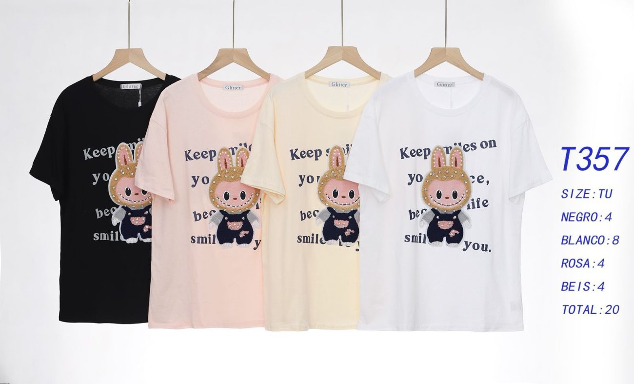 Camiseta estampada con conejo-T357