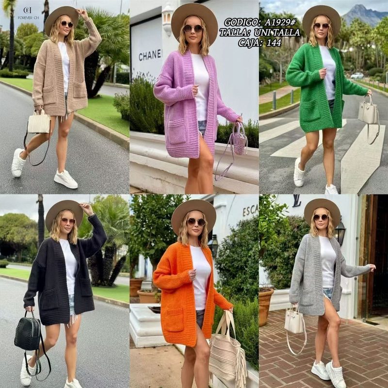 Cárdigan abierto con bolsillos-A1929