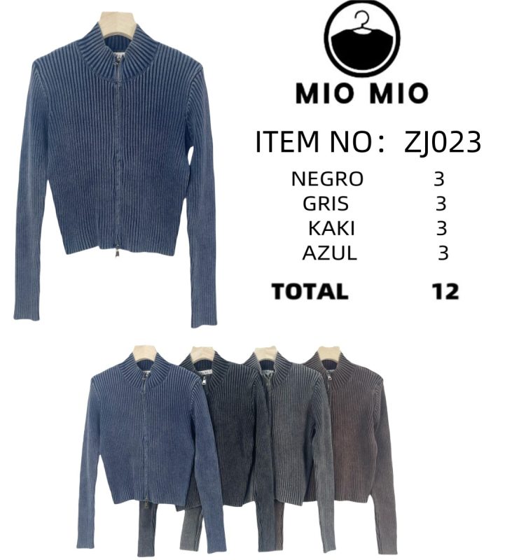 Cárdigan acanalado con cremallera-ZJ023