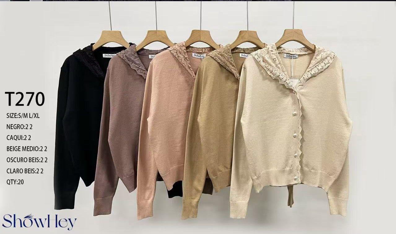 Cárdigan con encaje-T270