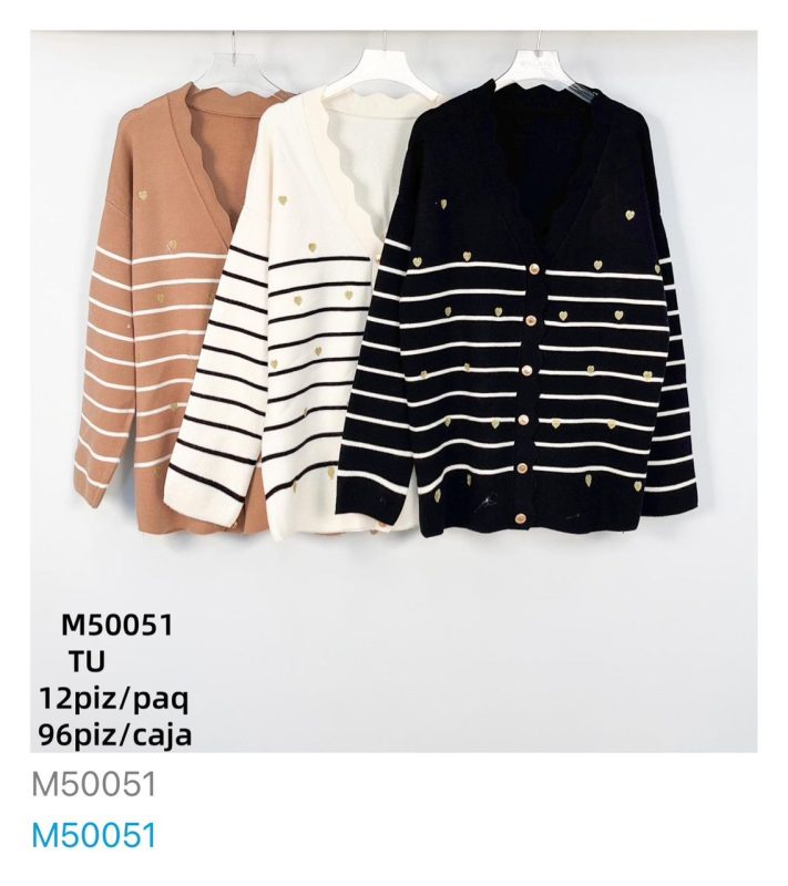 Cárdigan con rayas y corazones-M50051