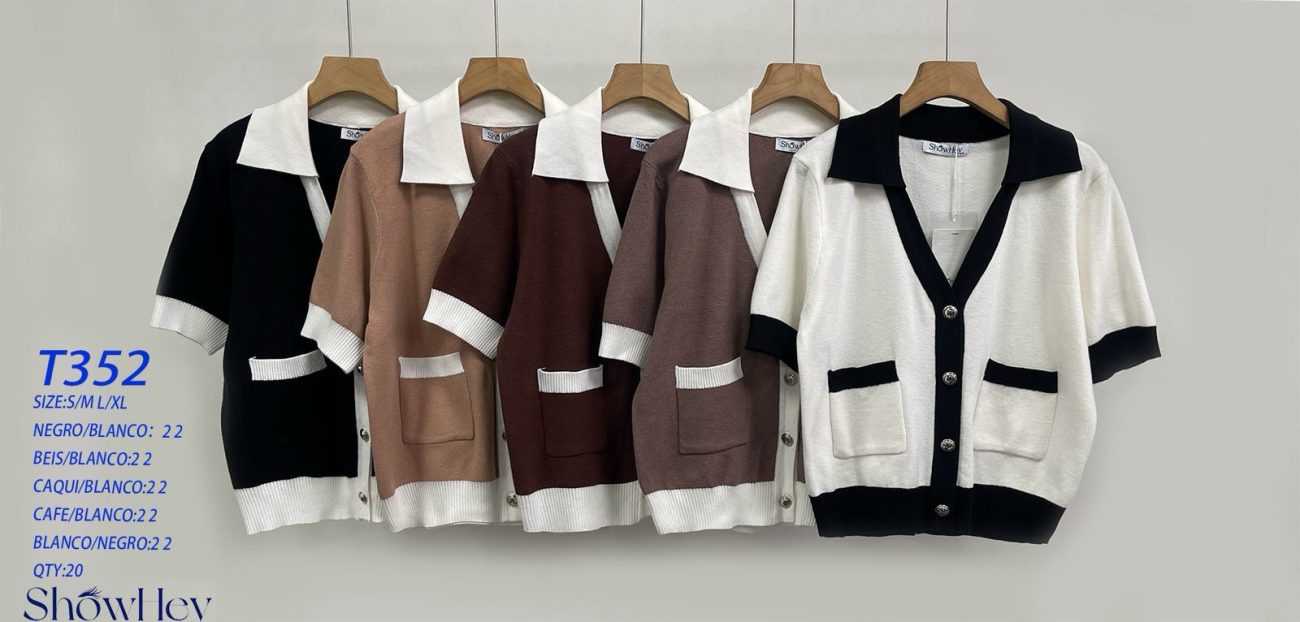 Cárdigan de punto con cuello-T352