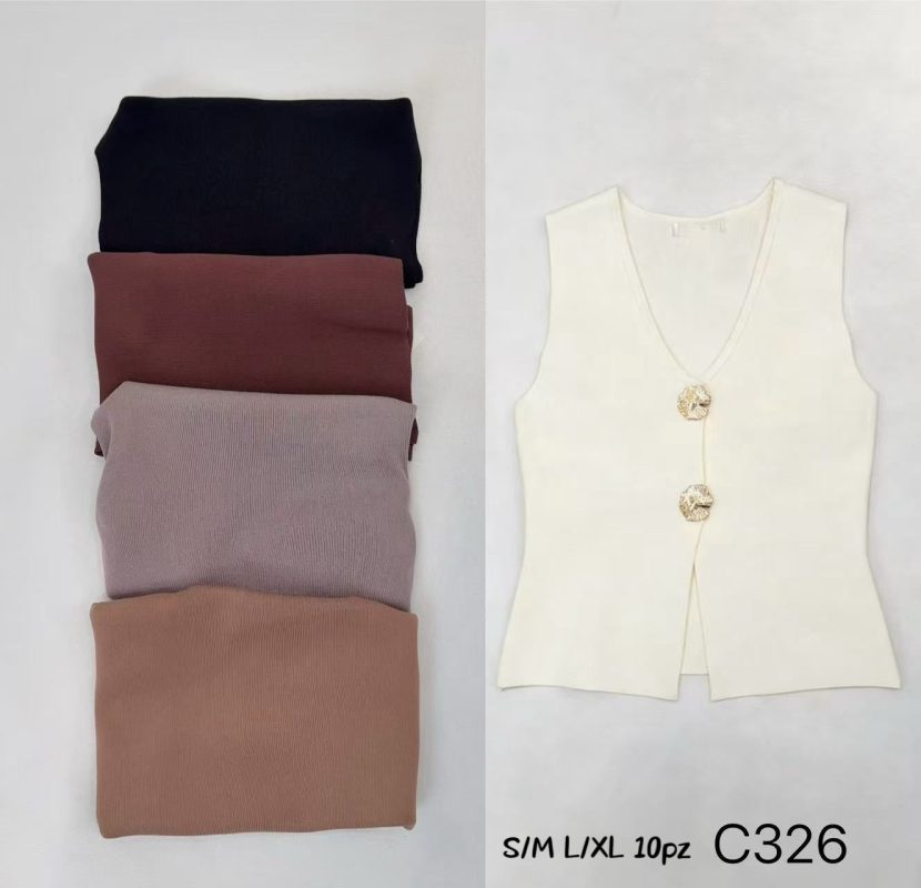 Chaleco con botones decorativos-C326