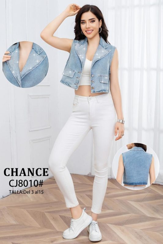 Chaleco de mezclilla con brillantes-CJ8010