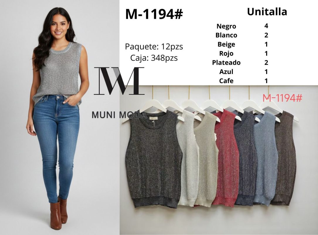 Chaleco de tejido brillante-M-1194