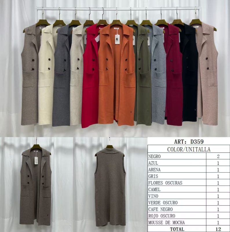 Chaleco largo doble botonadura-D359