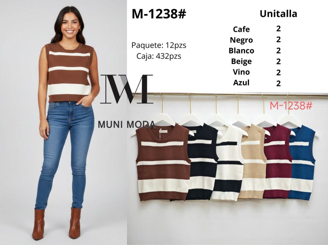 Chaleco tejido a rayas-M-1238