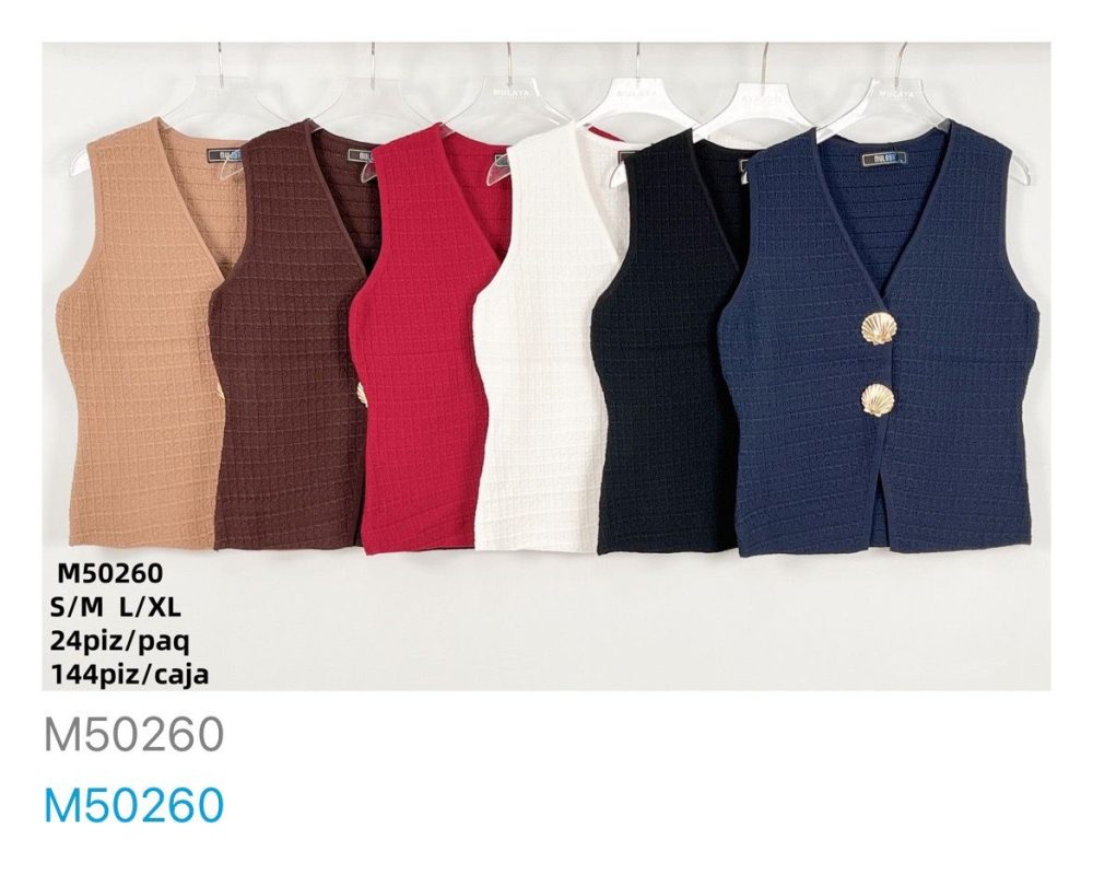 Chaleco tejido con botones decorativos-M50260