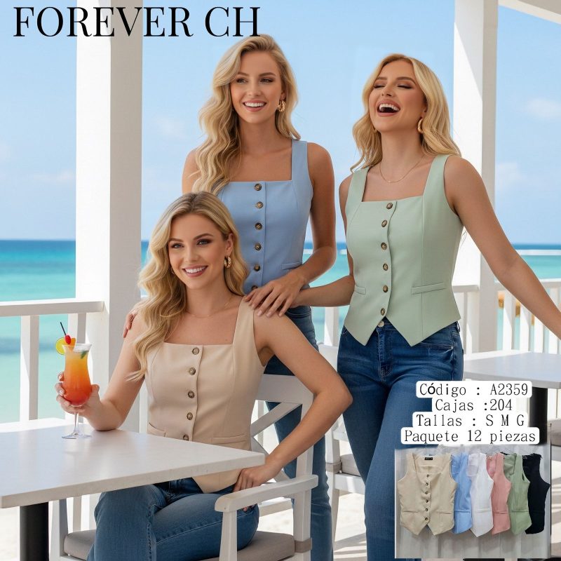 Chaleco tipo top con botones-A2359