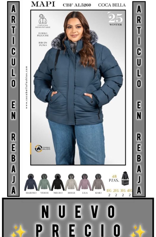 Chamarra Acolchada con Capucha Desmontable-CBF-AL5260