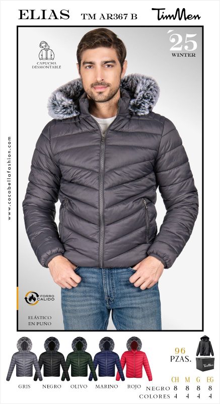 Chamarra Acolchada con Capucha Desmontable Elias-TM-AR367 B