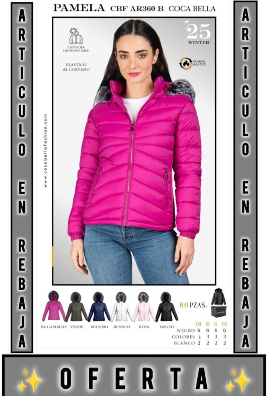 Chamarra Acolchada con Capucha Desmontable Pamela-CBF-AR360-B