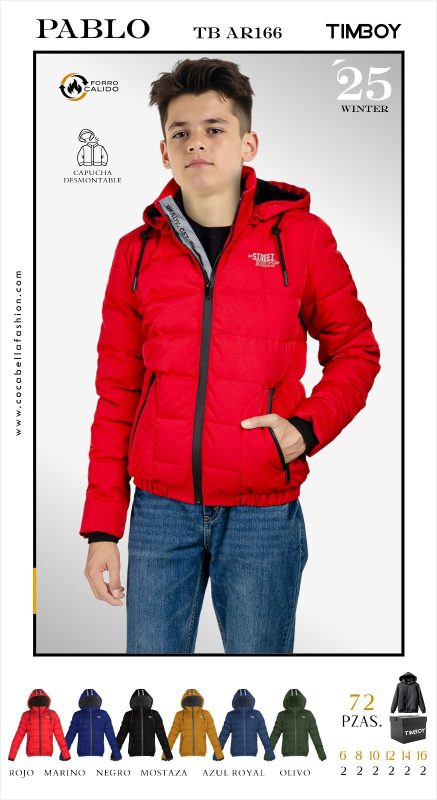 Chamarra con capucha desmontable para niño Pablo-TB-AR166