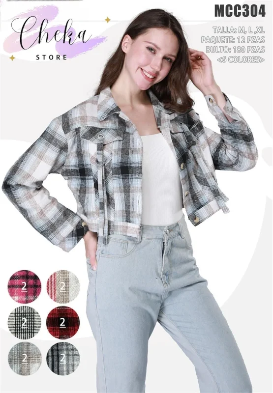 Chamarra crop a cuadros-MCC304