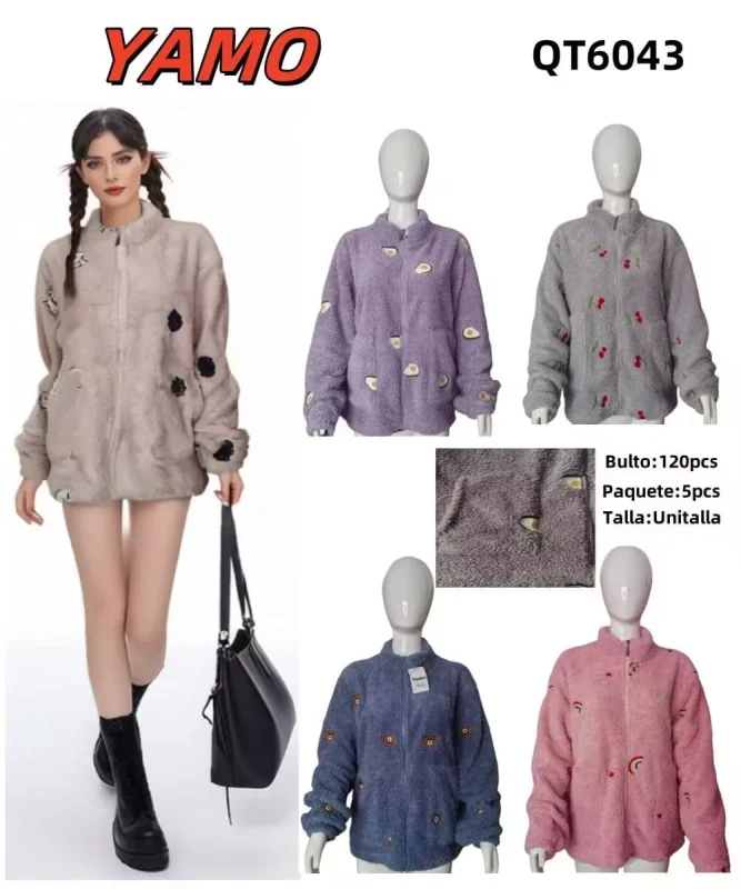 Chamarra de borrega con diseño-QT6043